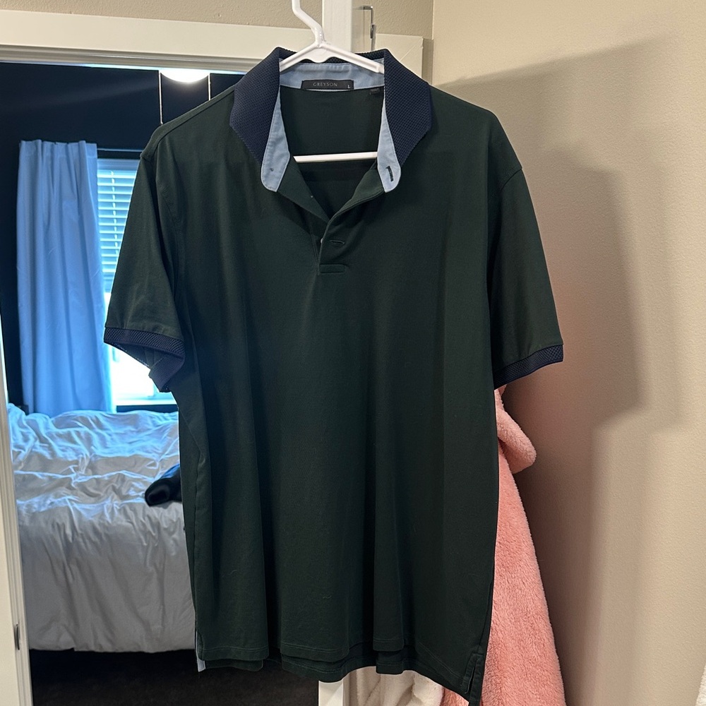 Classic Polo Shirt in Deep Green with Navy Details